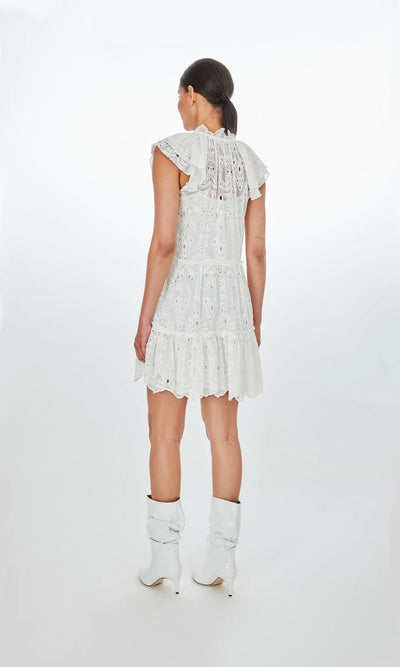 MIRABELLE EMBROIDERED DRESS - WHITE