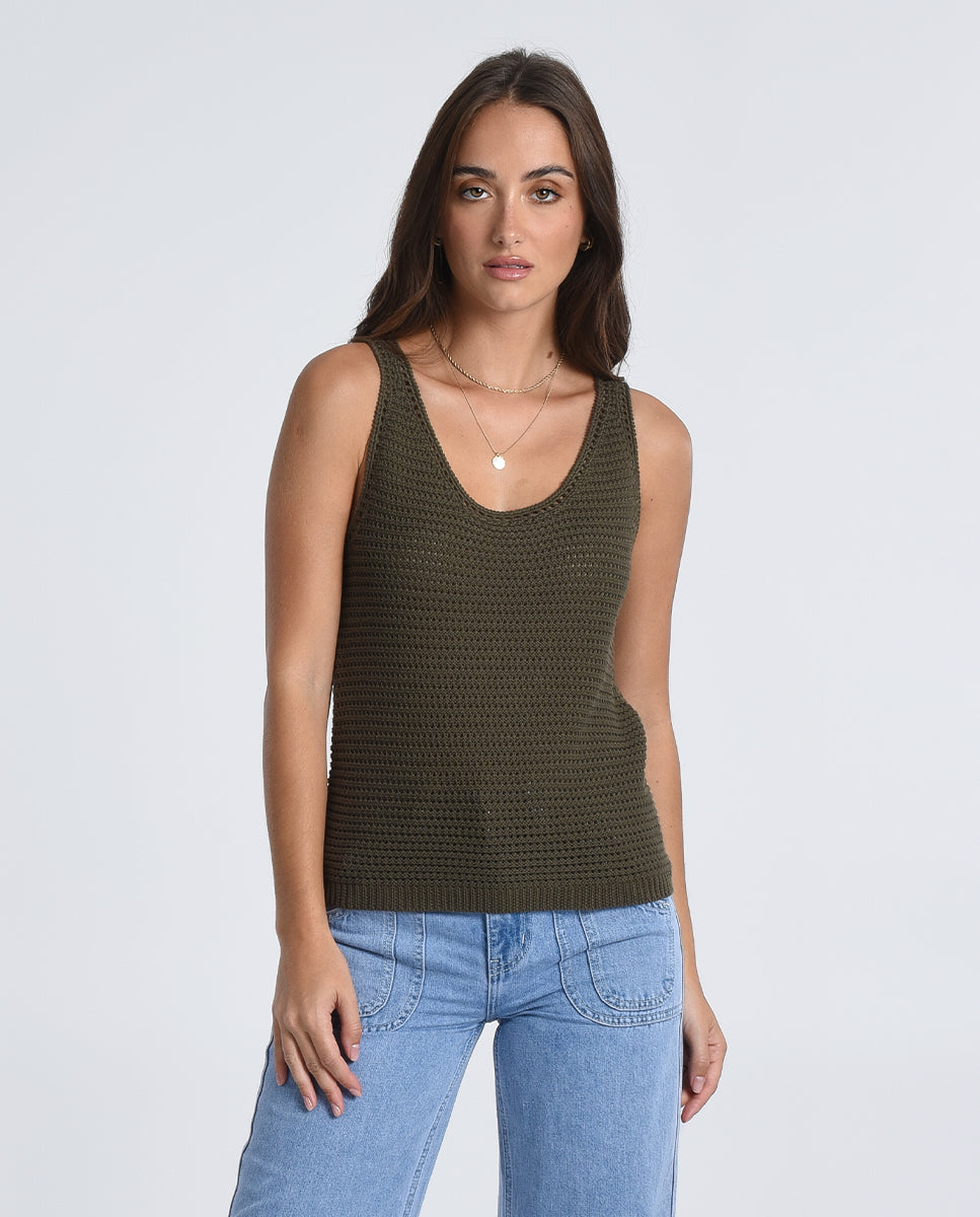 MADDIE KNITTED TANK TOP - KHAKI