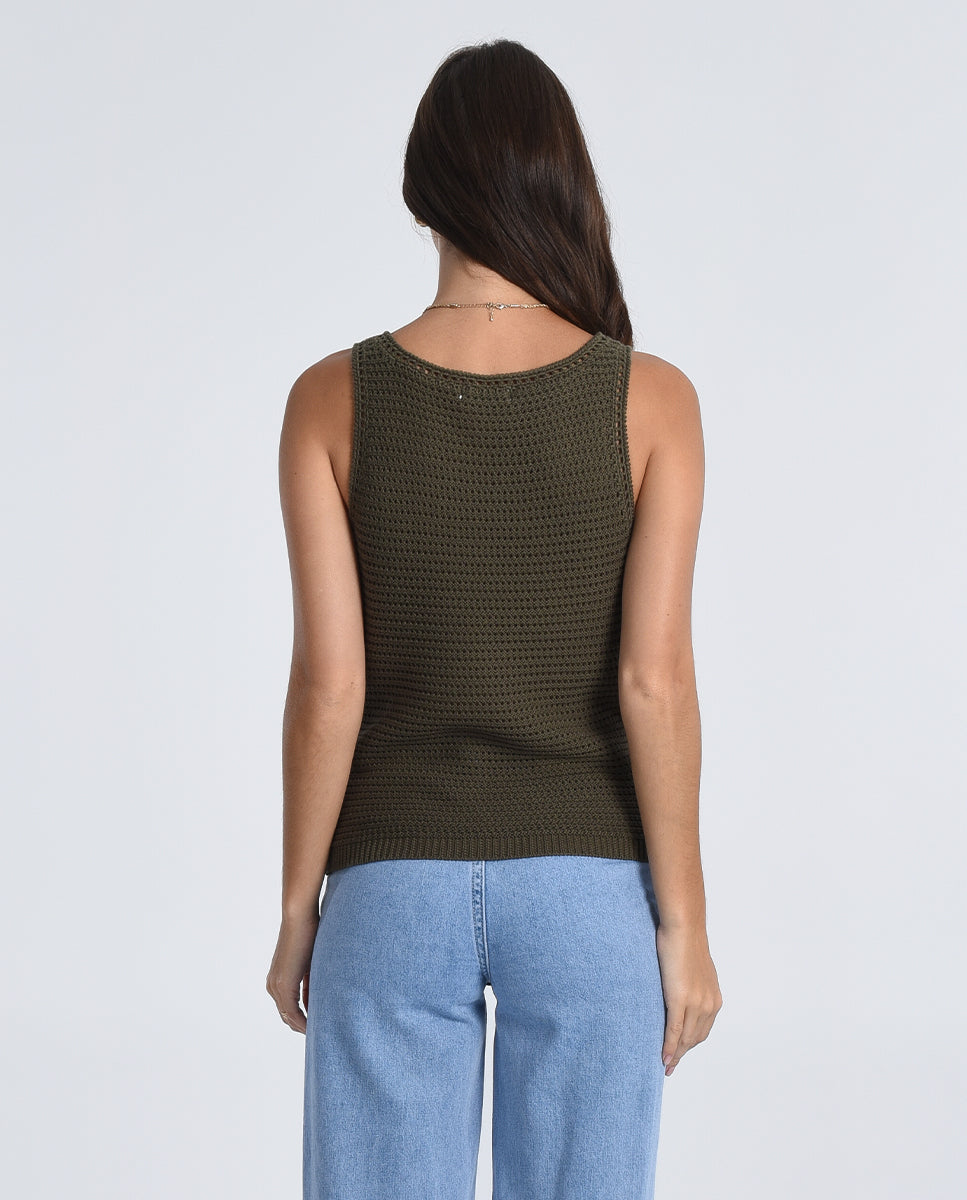 MADDIE KNITTED TANK TOP - KHAKI