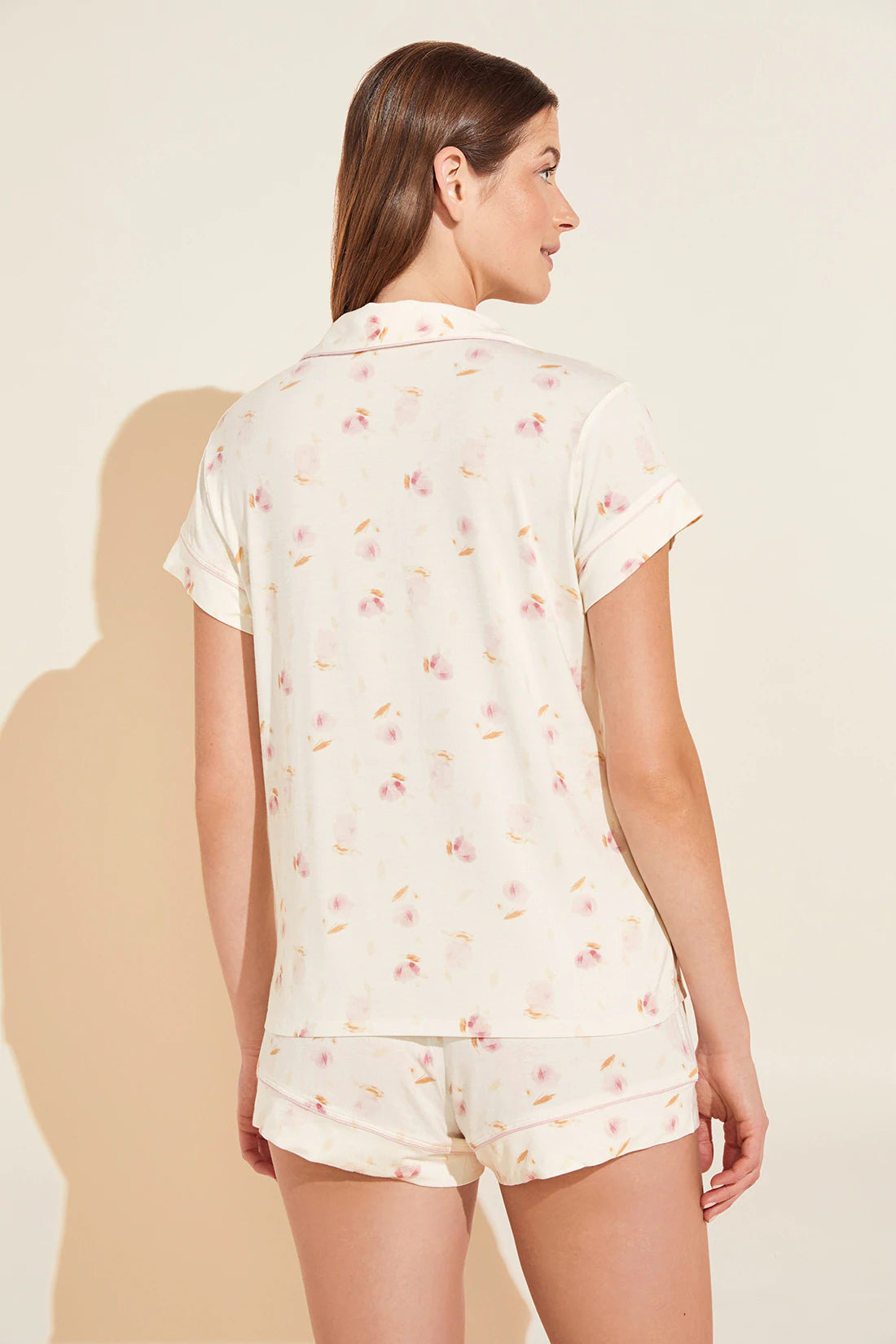 GISELE PRINTED SHORT PJ SET - TULIP OFF WHITE/LIGHT LILAC