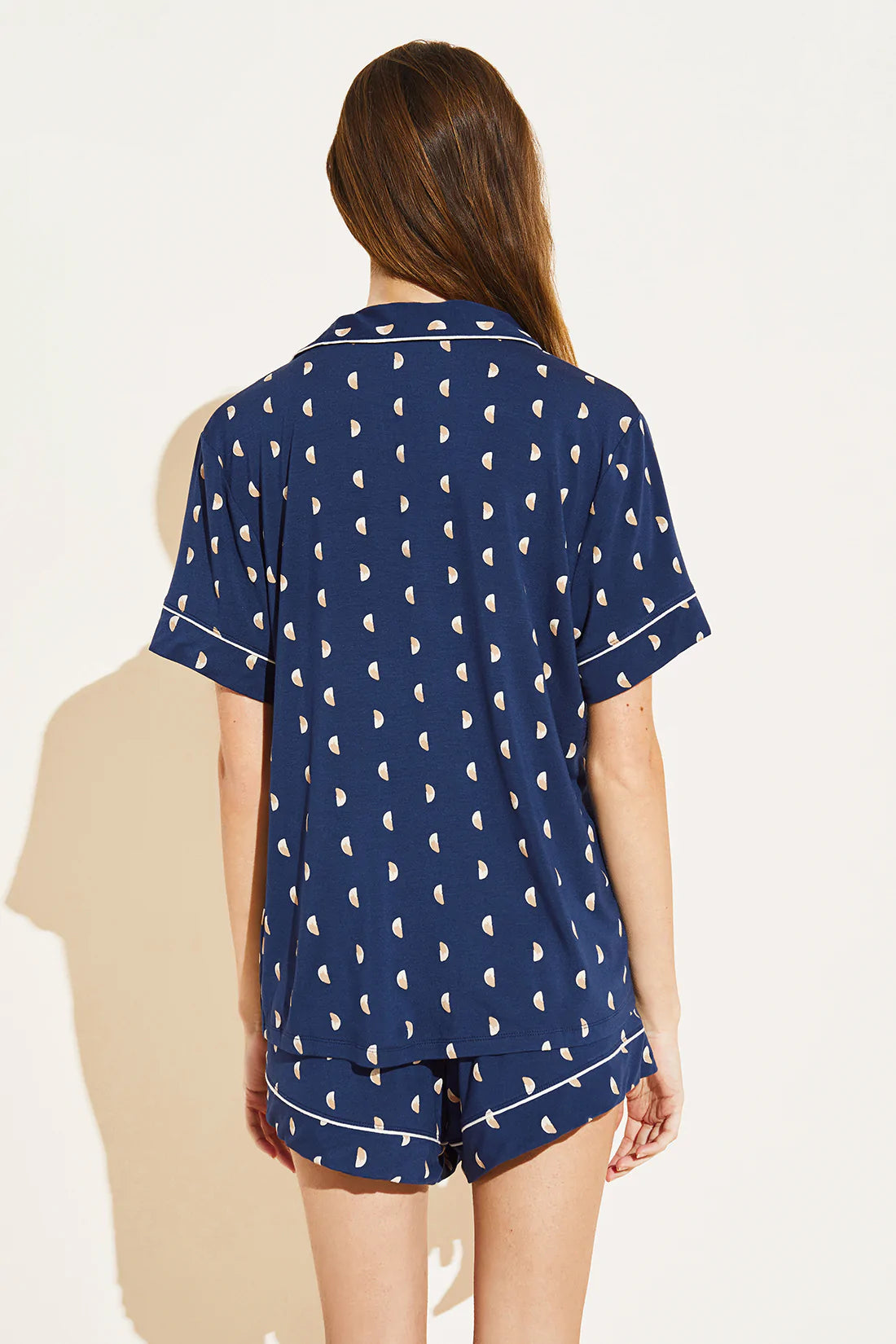 GISELE PRINTED RELAXED SHORT PJ SET - MOONLIGHT NAVY/IVORY