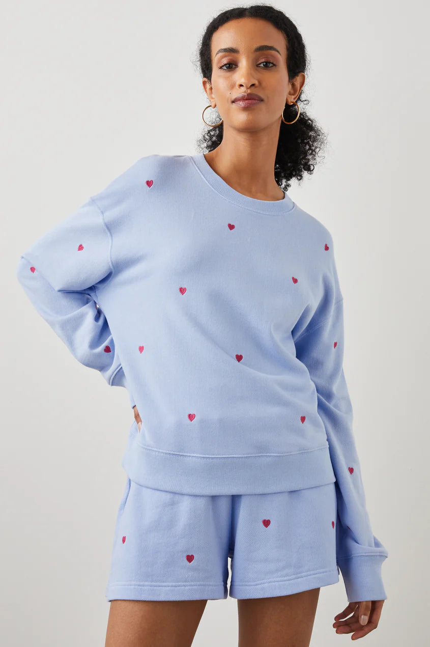 RAMONA SWEATER - PINK EMBROIDERED HEARTS