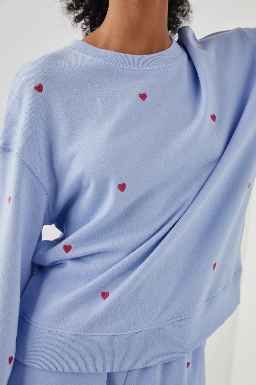 RAMONA SWEATER - PINK EMBROIDERED HEARTS