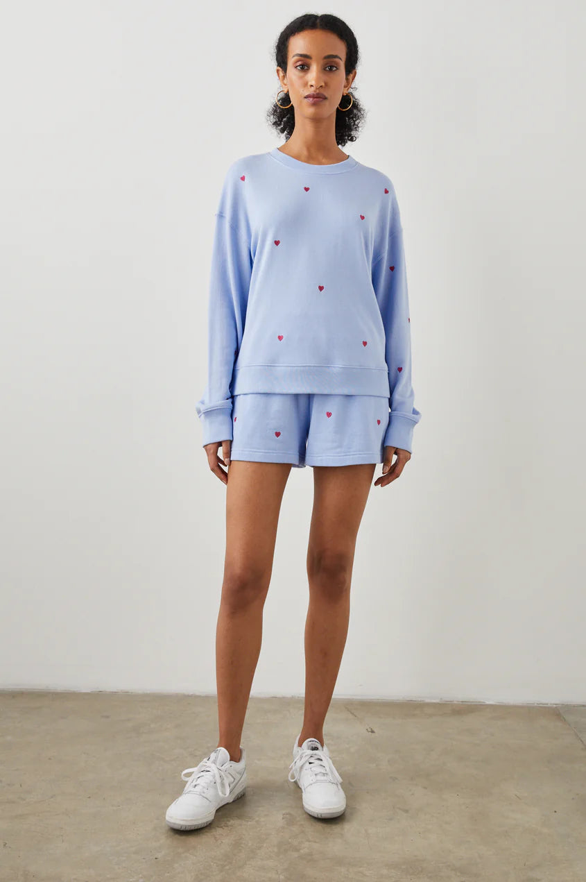 RAMONA SWEATER - PINK EMBROIDERED HEARTS