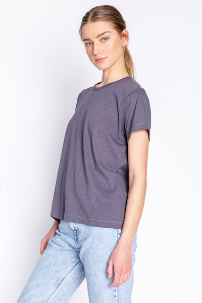 BACK TO BASICS SHORT SLEEVE TOP - CHARCOAL (ONLINE ONLY)