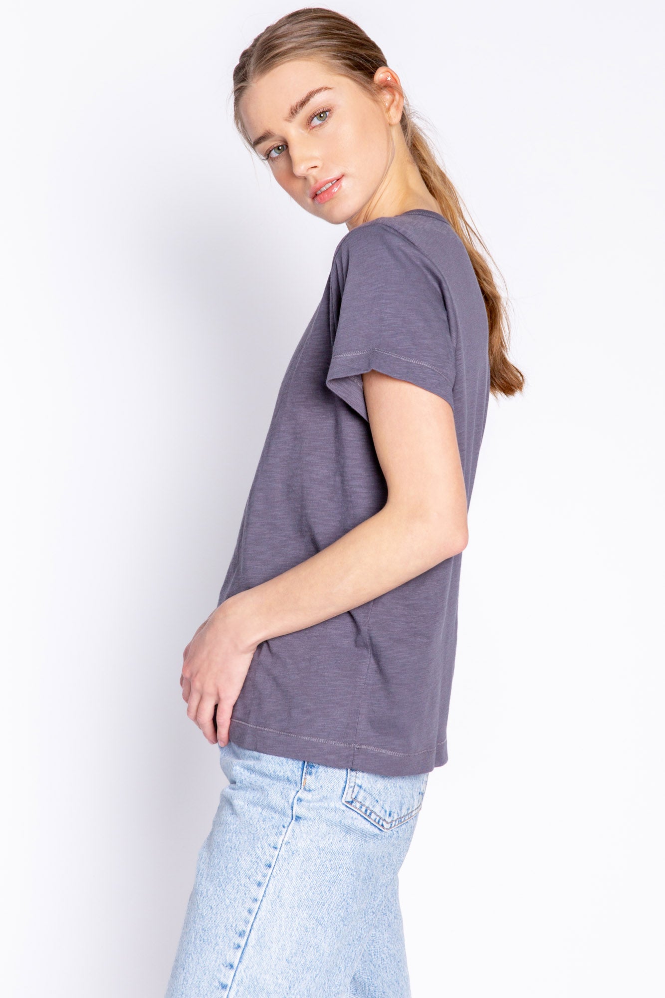 BACK TO BASICS SHORT SLEEVE TOP - CHARCOAL (ONLINE ONLY)