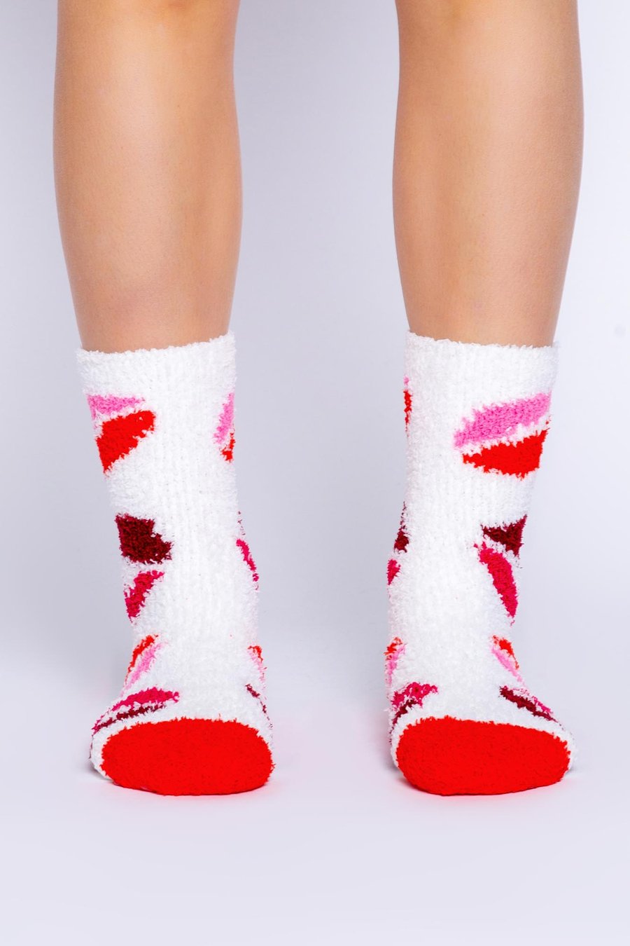 FUN SOCKS - IVORY WITH LIPS