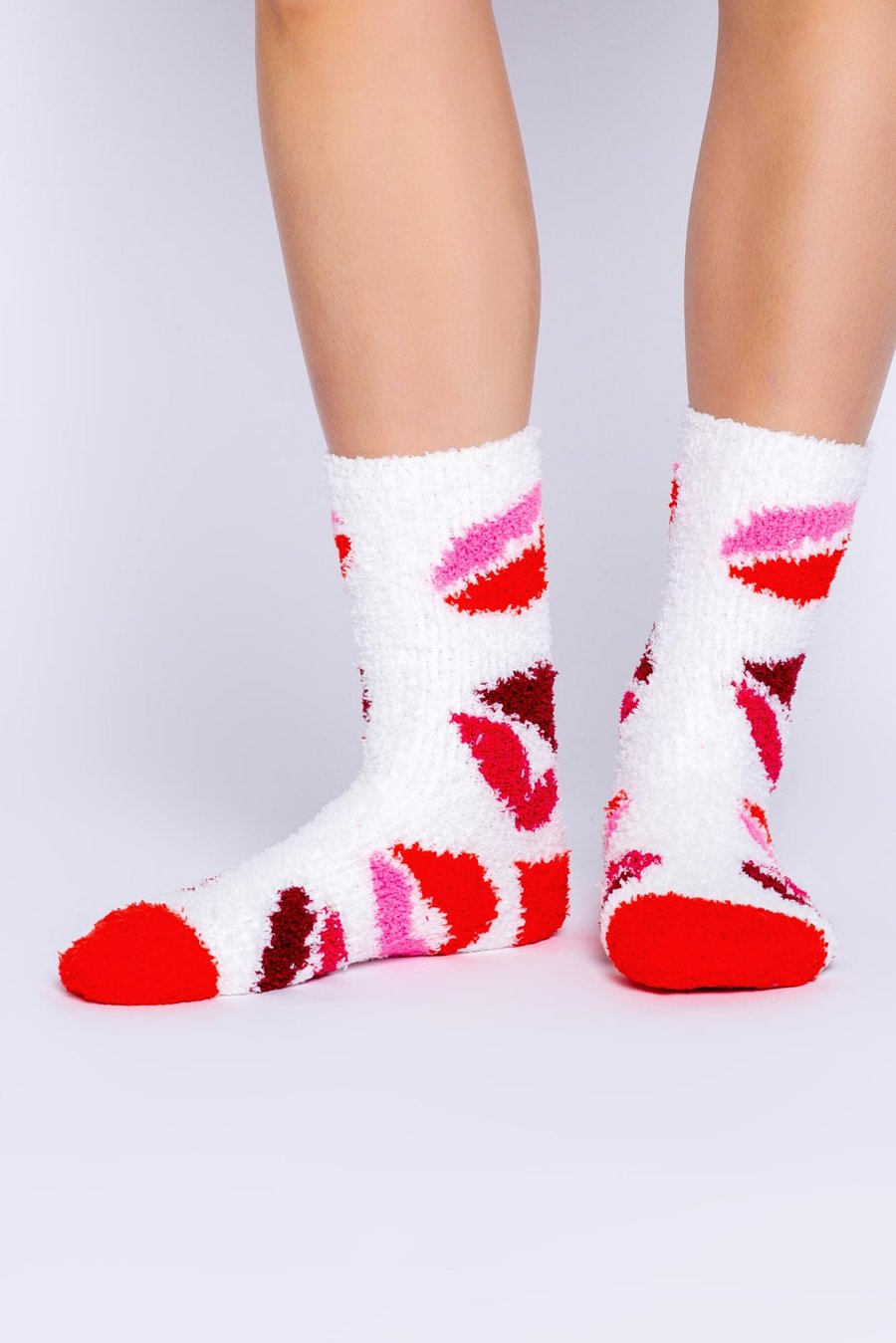 FUN SOCKS - IVORY WITH LIPS