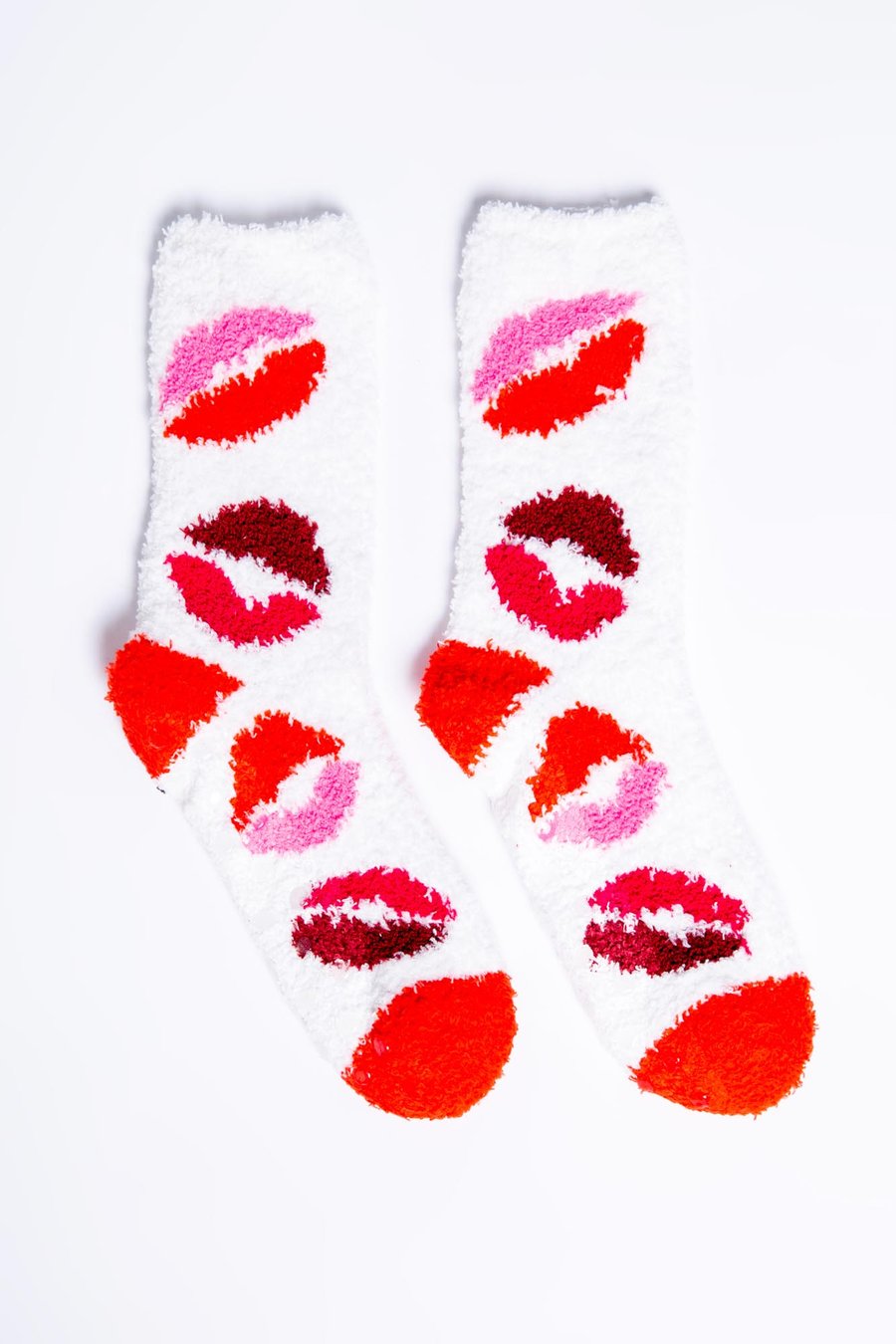 FUN SOCKS - IVORY WITH LIPS