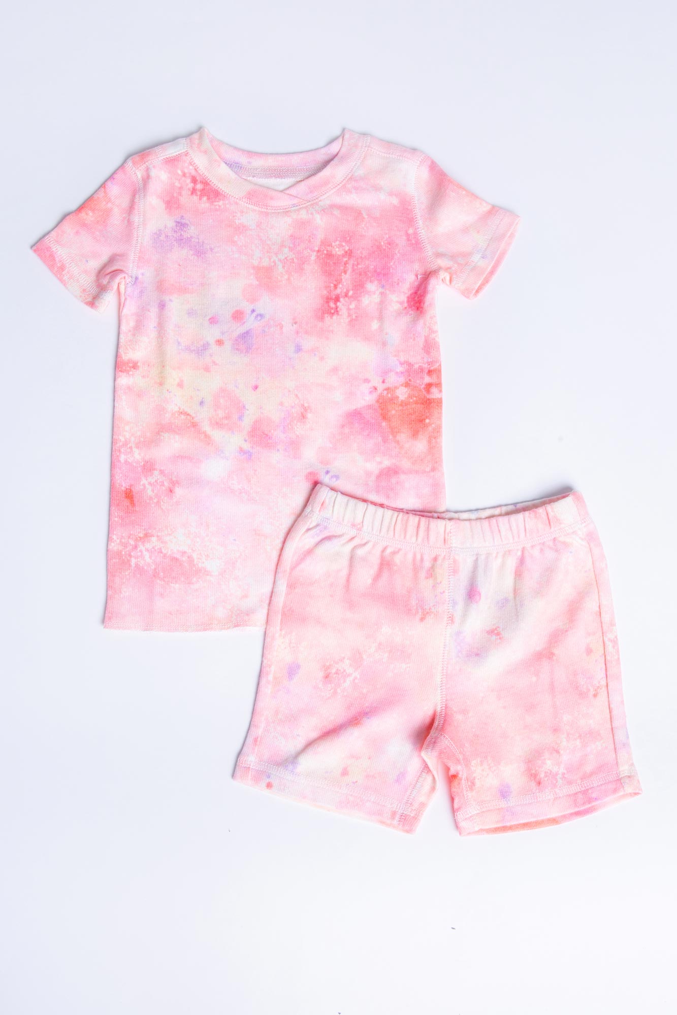 PEACHY TIE DYE KIDS PJ SET - CORAL