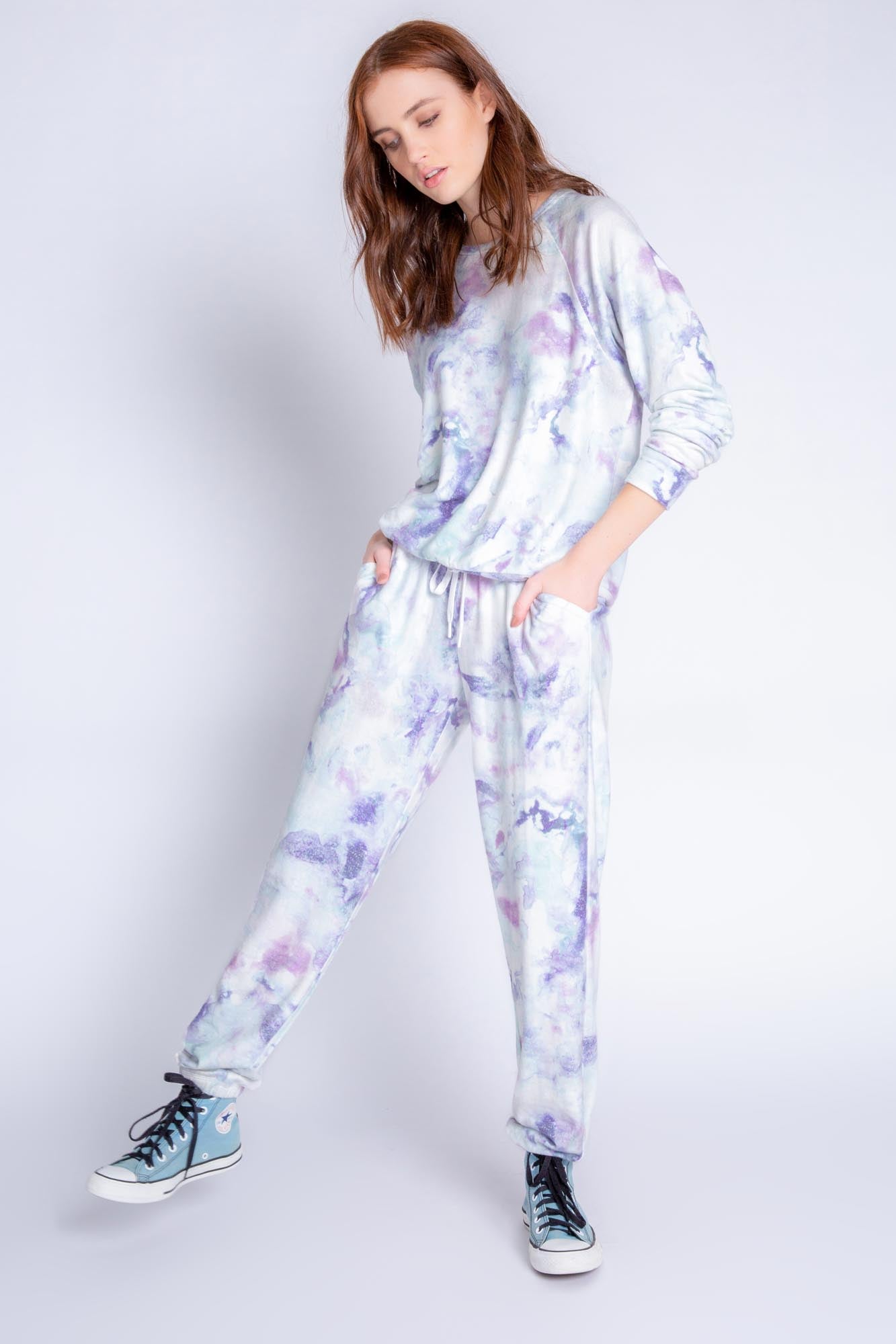 MELTING CRAYONS TIE DYE PANT - SEA BLUE