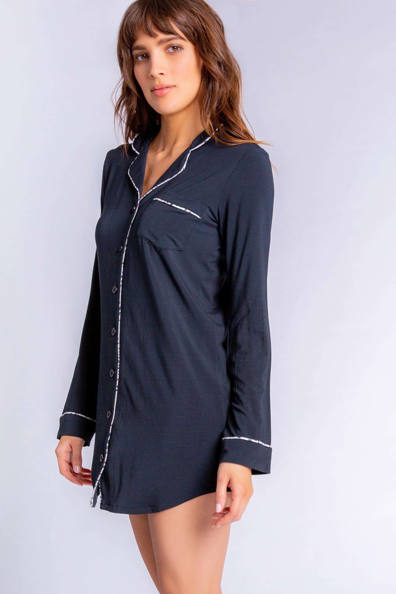 MODAL BASICS NIGHT SHIRT - BLACK