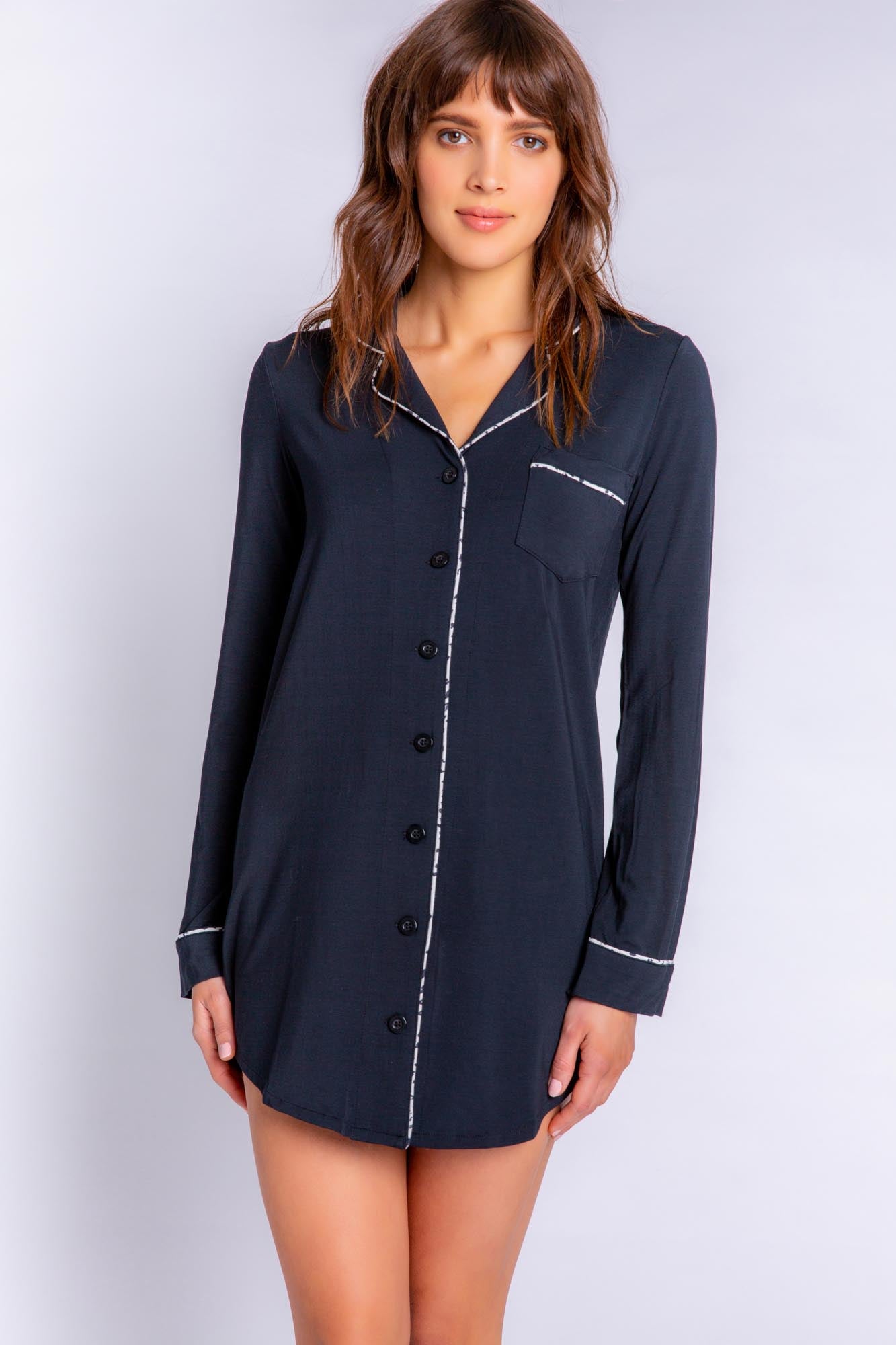 MODAL BASICS NIGHT SHIRT - BLACK