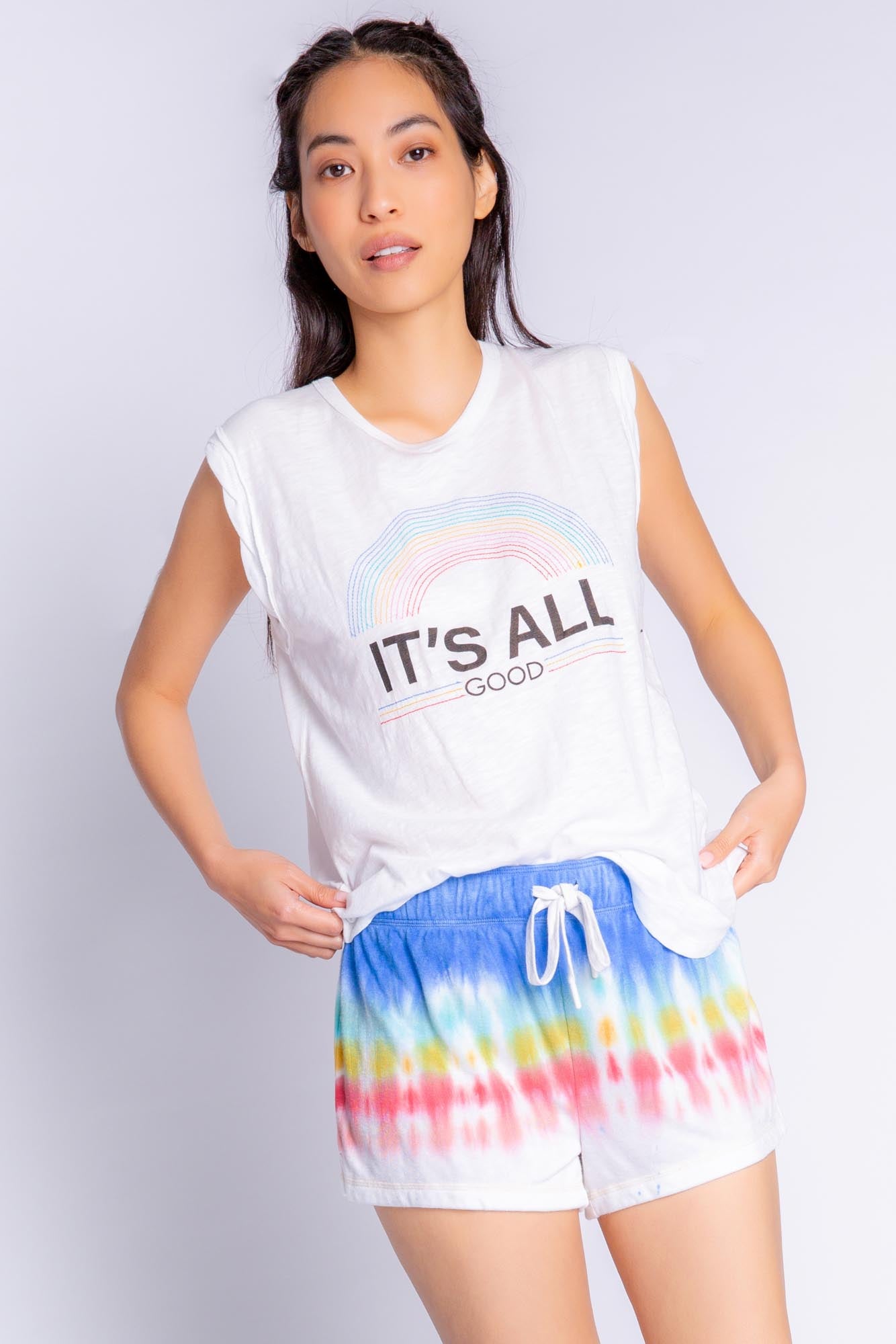 RAINBOW SUNSETS TIE DYE SHORTS SET