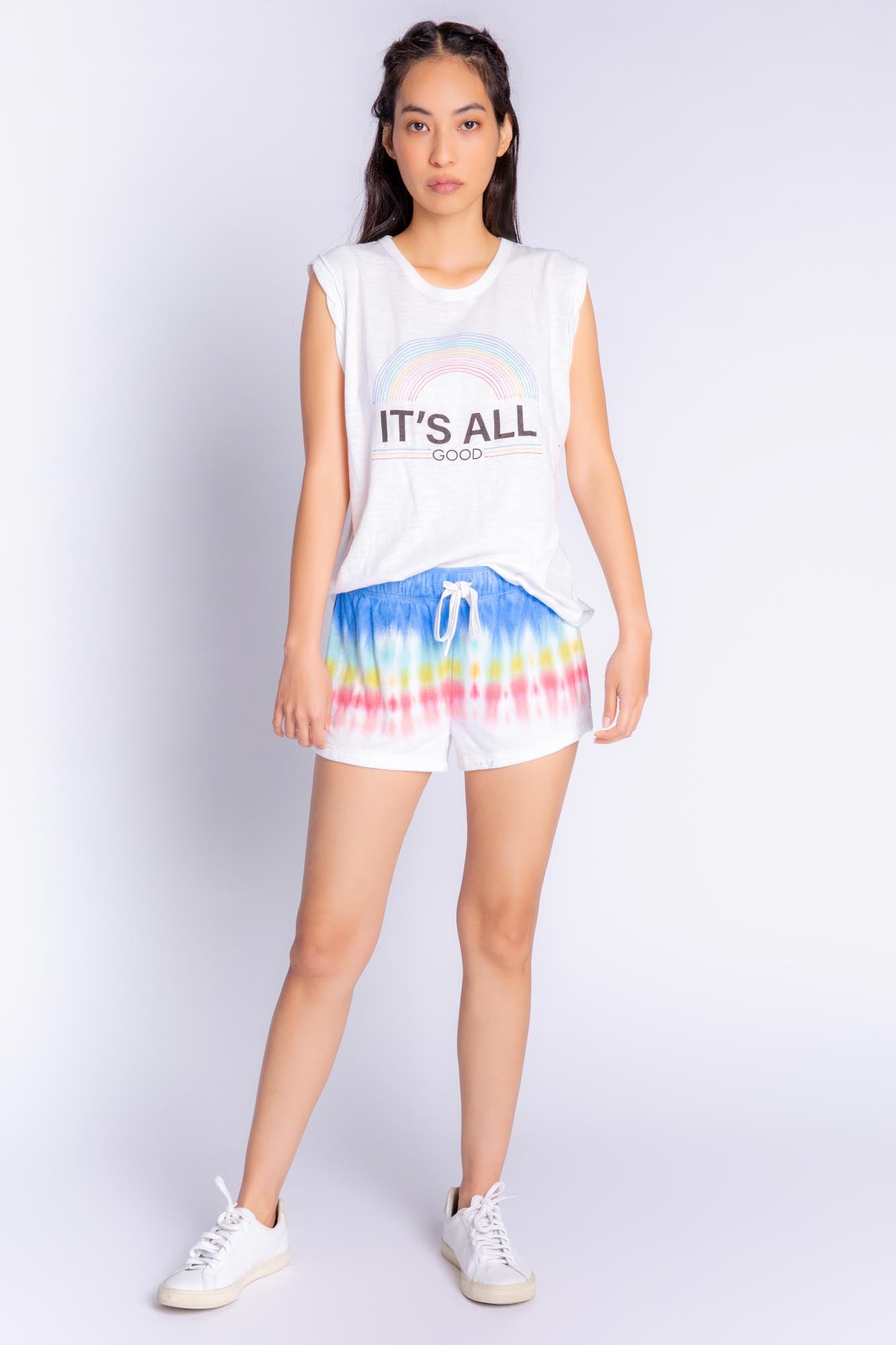 RAINBOW SUNSETS TIE DYE SHORTS SET