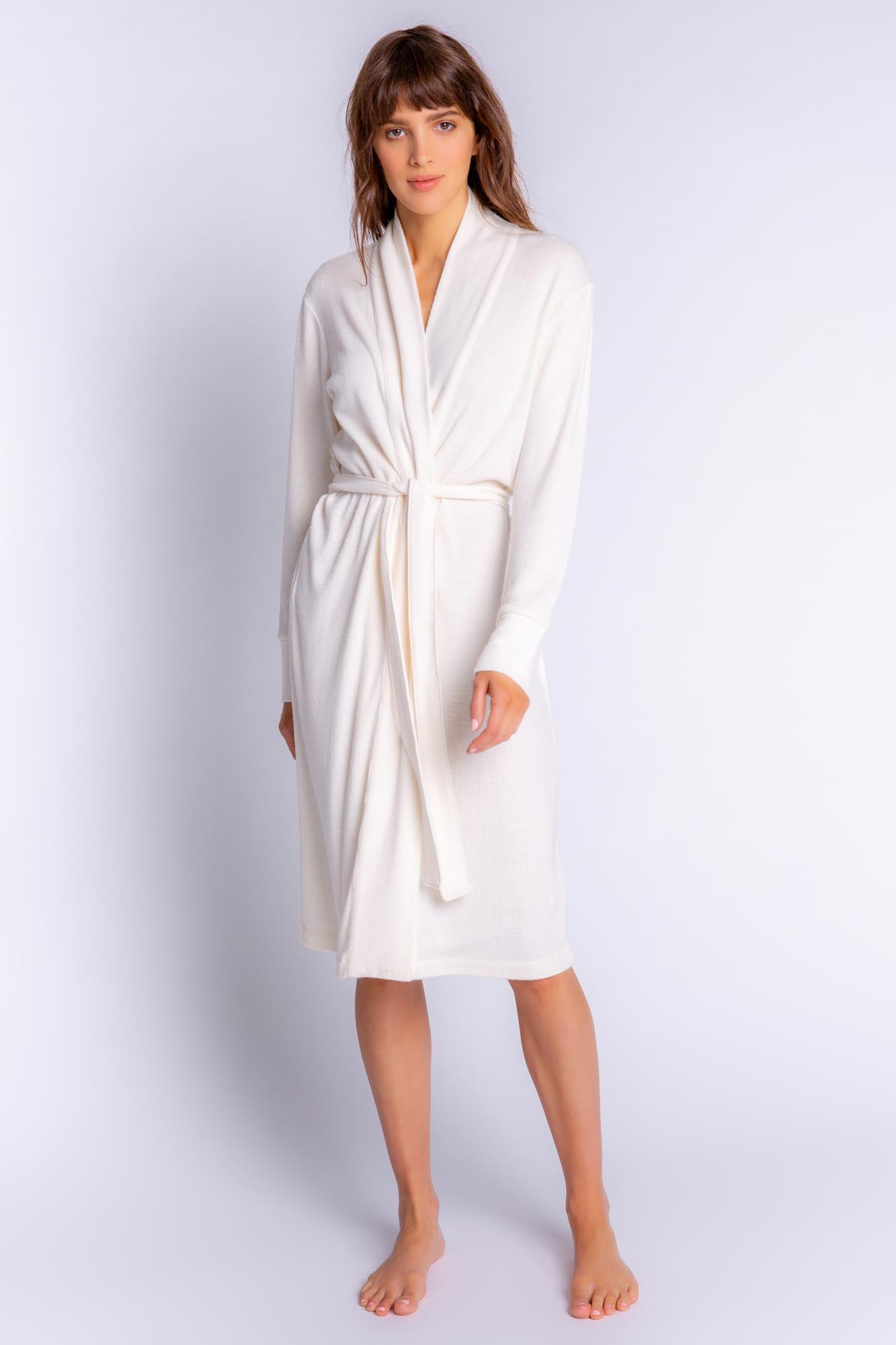 TEXTURED ESSENTIALS ROBE - STONE