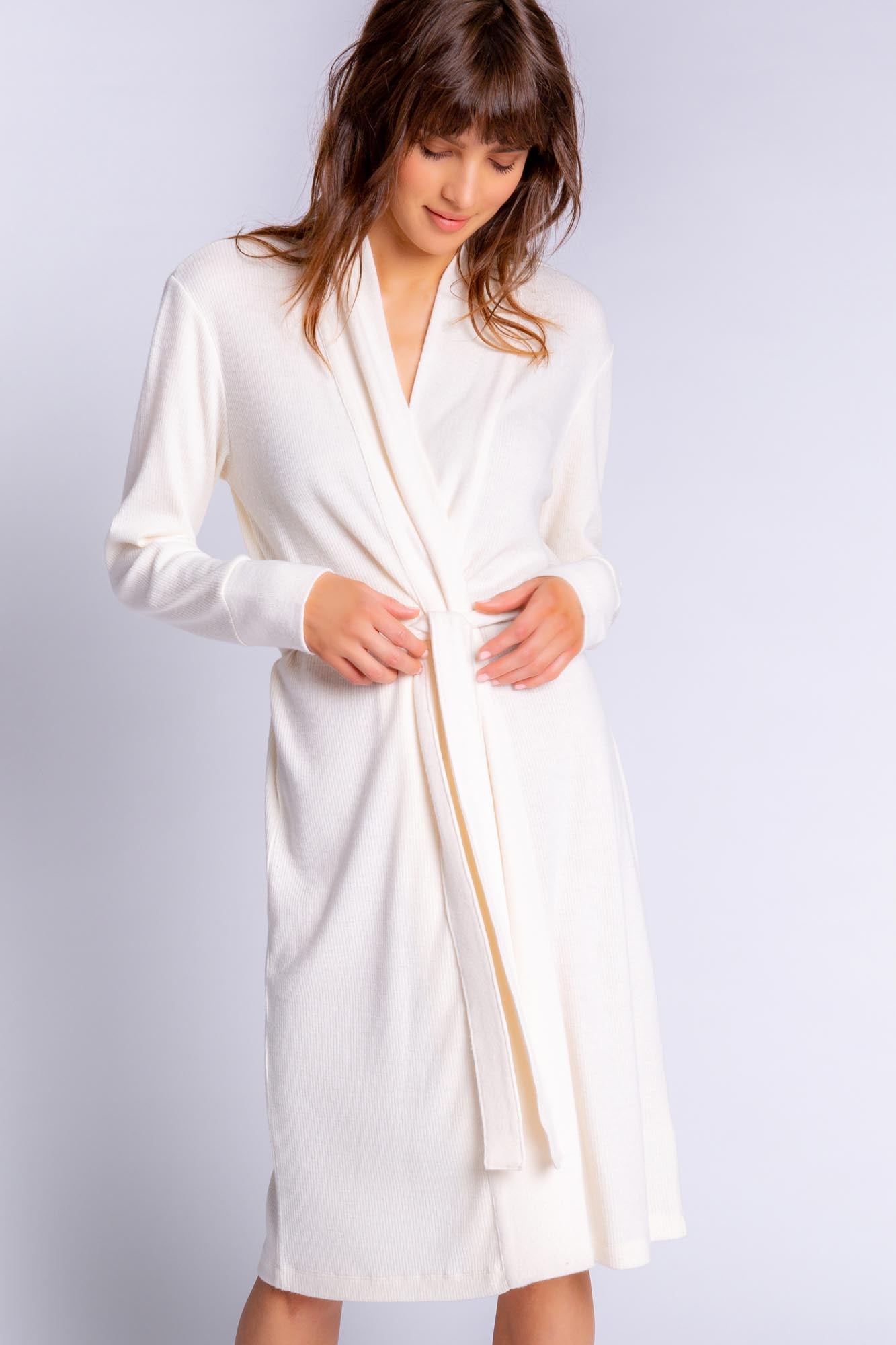 TEXTURED ESSENTIALS ROBE - STONE