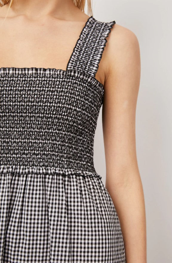 RUMI DRESS - BLACK MINI GINGHAM