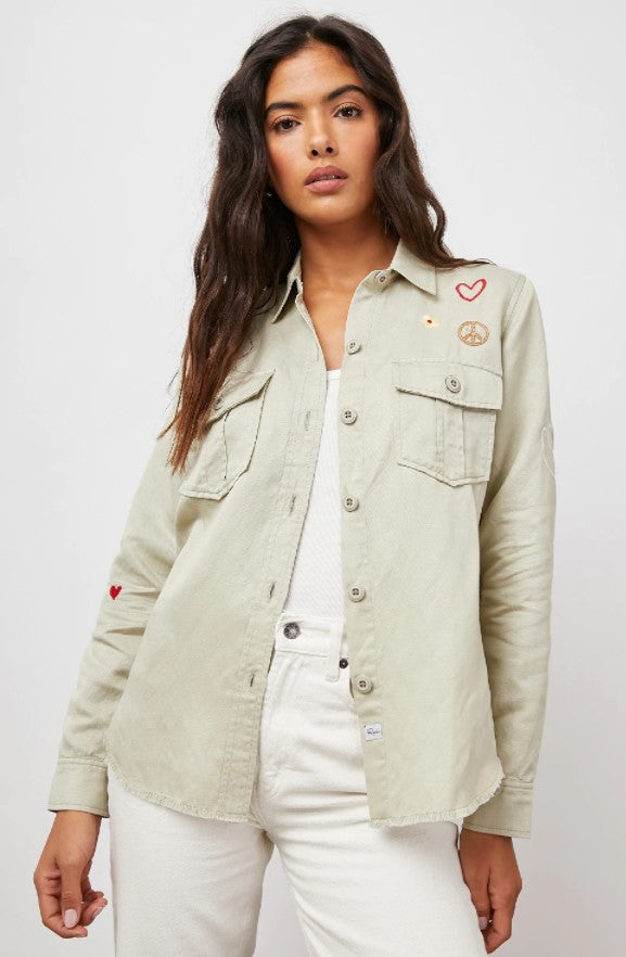 LOREN JACKET - SAGE WOODSTOCK EMBROIDERY