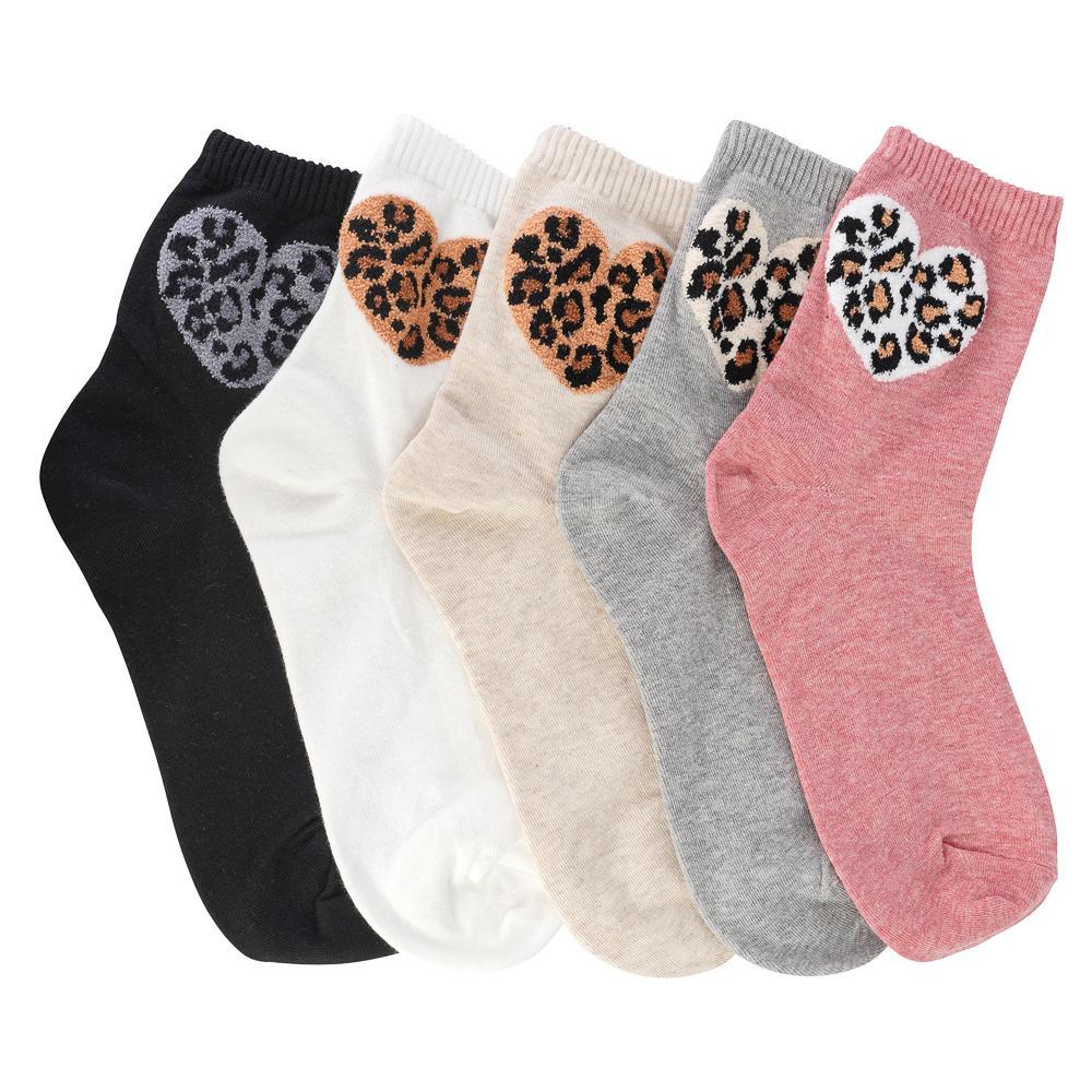 LEOPARD HEART SOCKS (VARIOUS COLOURS)