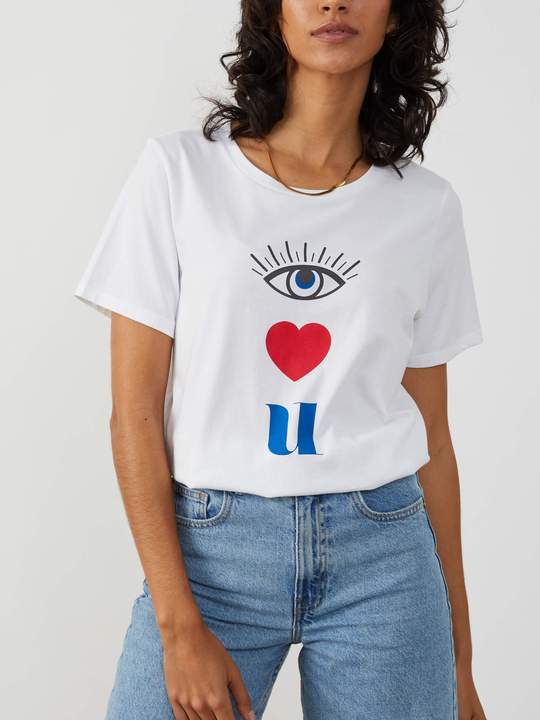 LOLA TEE - EYE LOVE U (WHITE)