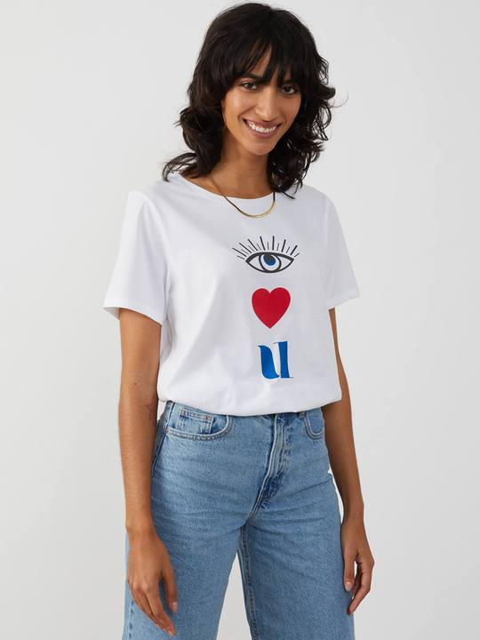 LOLA TEE - EYE LOVE U (WHITE)