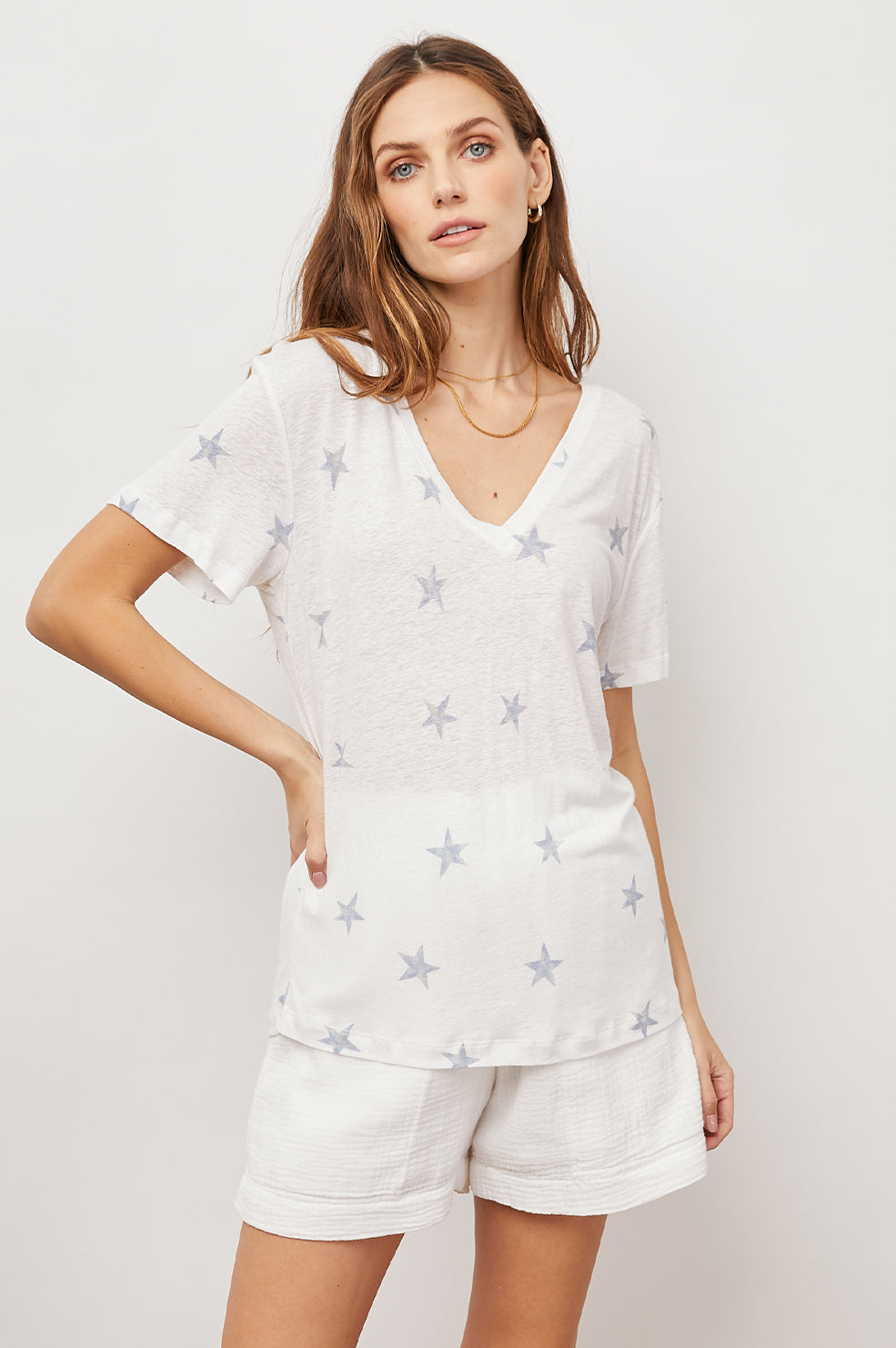 THE CARA V NECK - CELESTIAL STARS