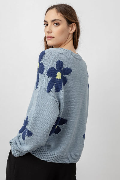 ZOEY SWEATER - BLUE DAISIES