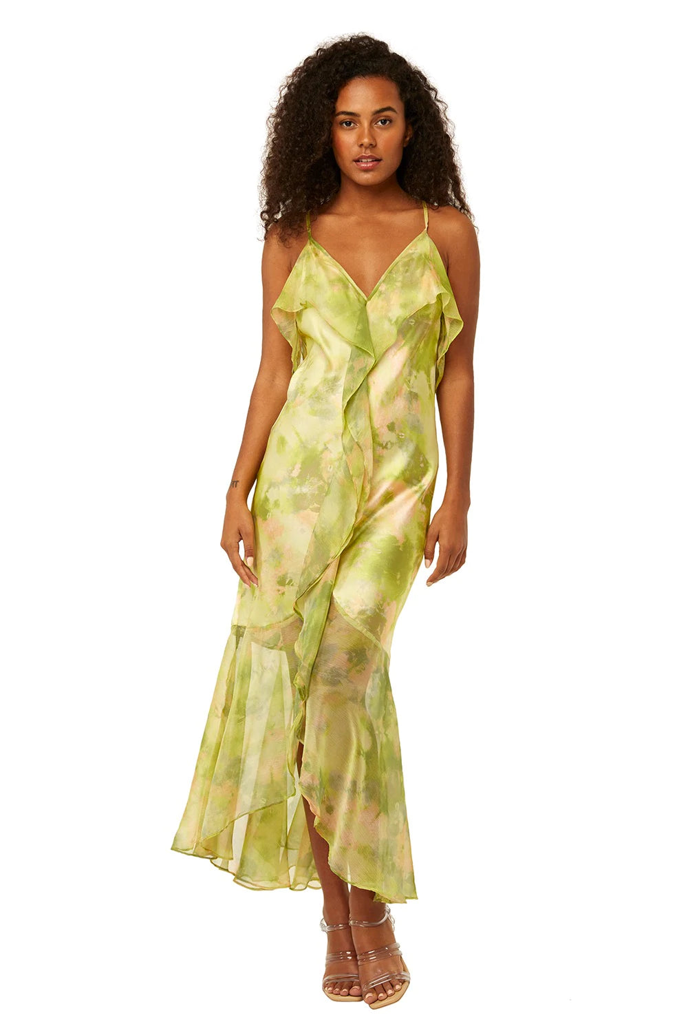 AINA DRESS - CHARTREUSE ABSTRACT