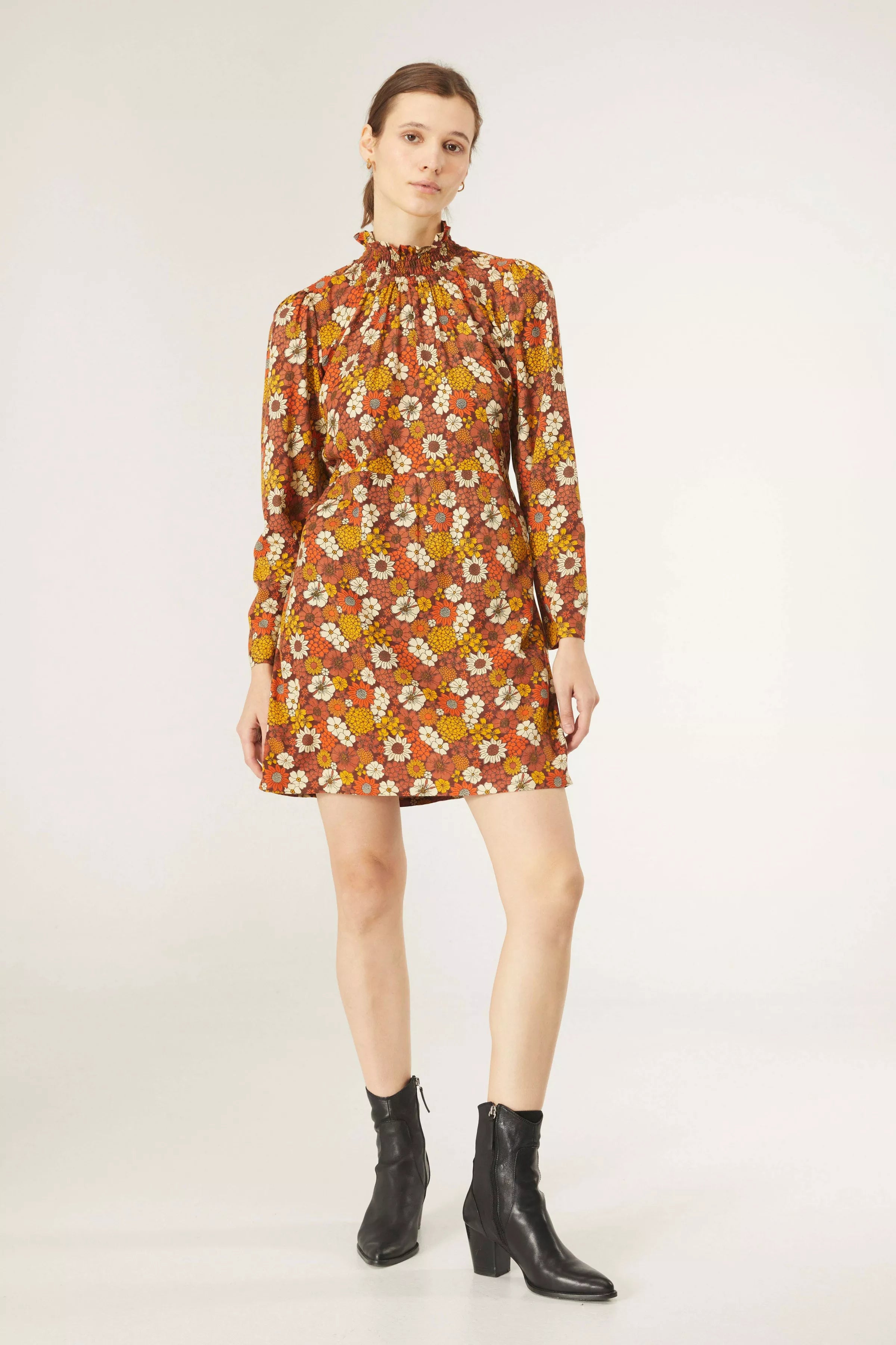 AUTUMN FLORAL PRINT MINI DRESS (ONLINE ONLY)