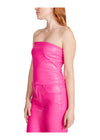 MILANIA FAUX LEATHER TOP - PINK GLO