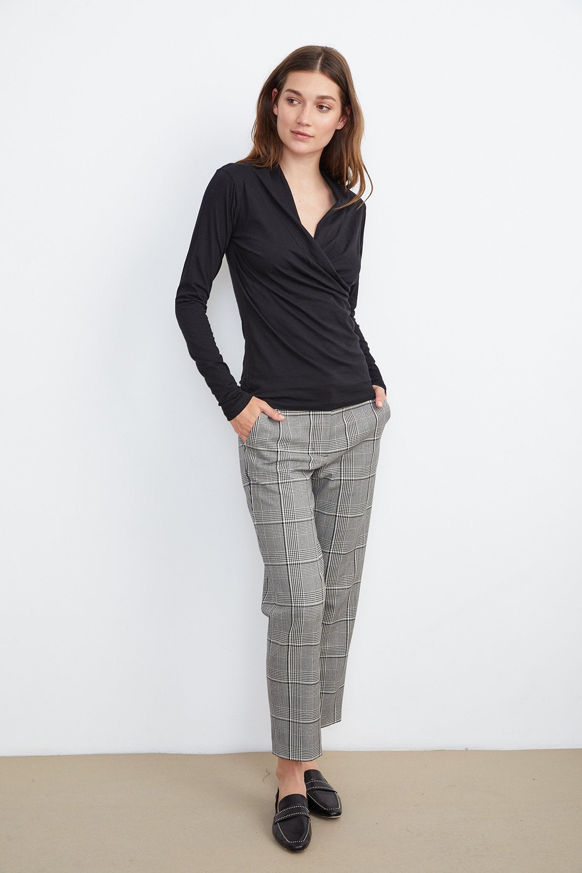 ABIGAIL PLAID PANT - BLACK