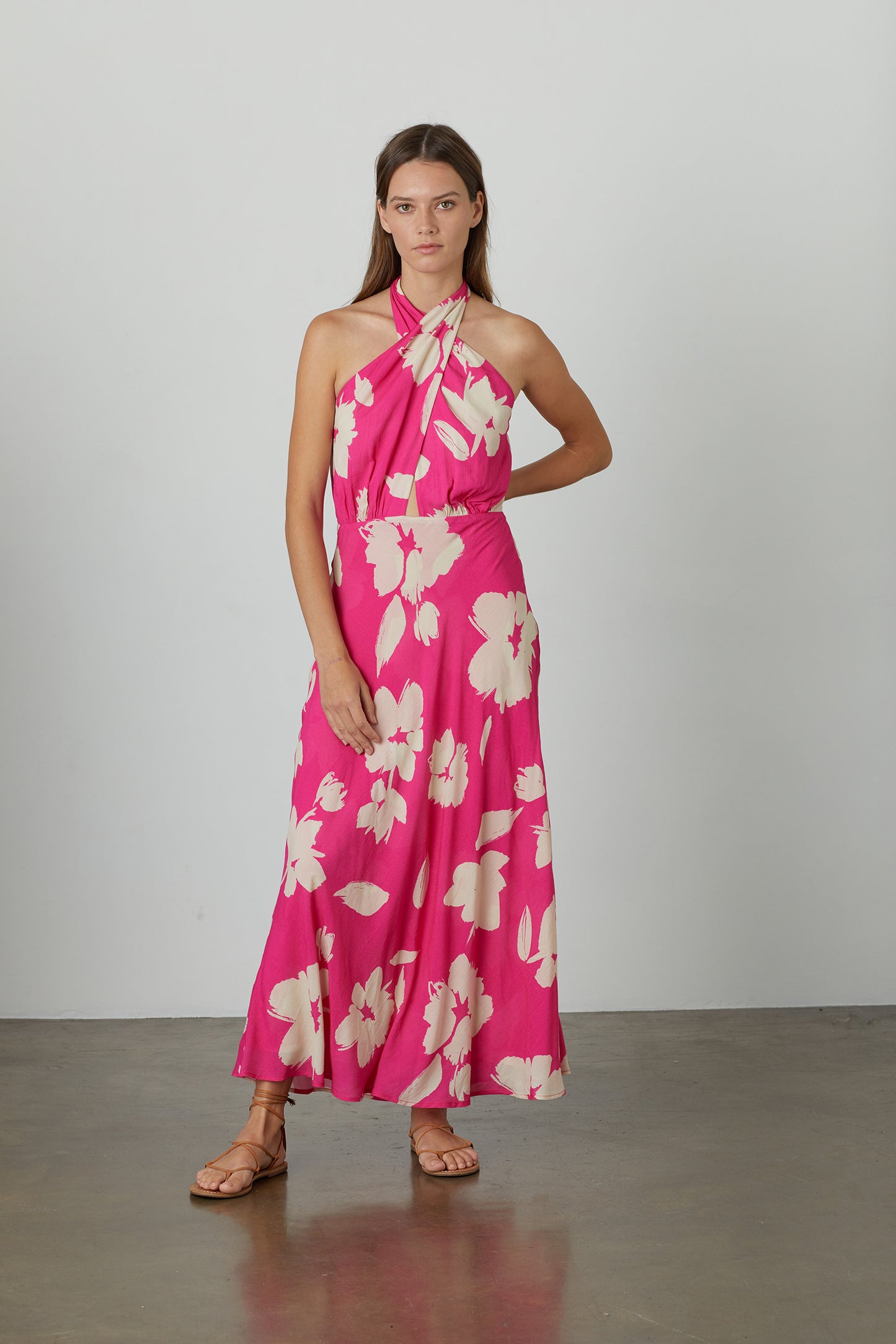 TATUM CAICOS PRINT SLEEVELESS DRESS - PINK