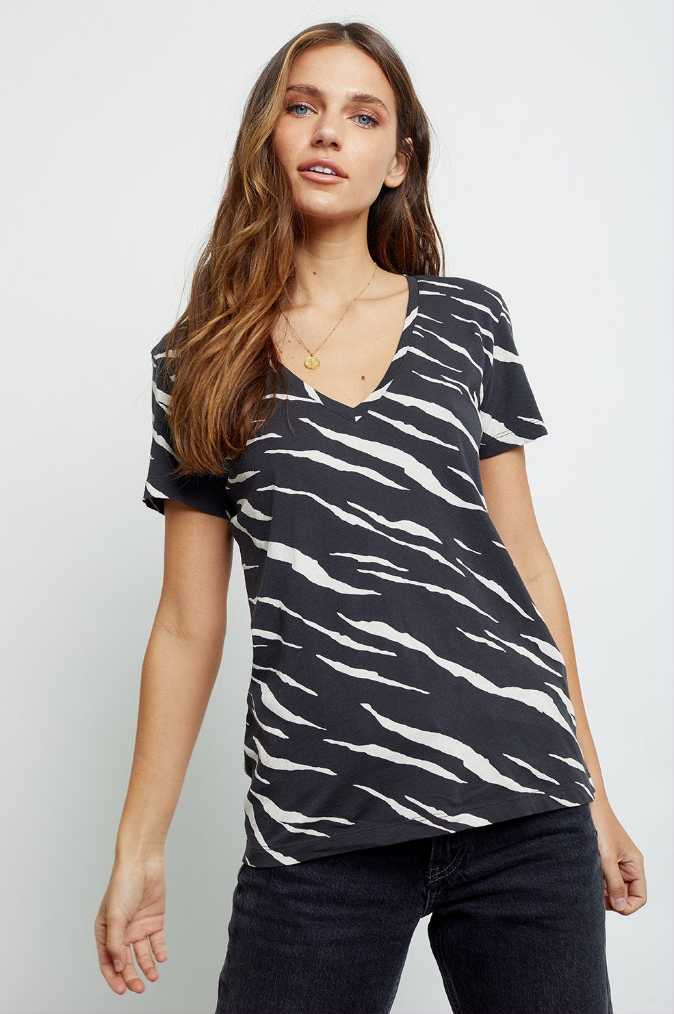 CARA - BLACK ABSTRACT TIGER TEE