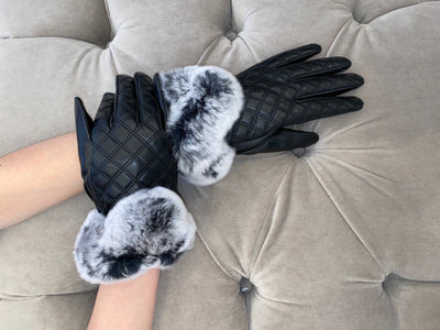 LEATHER WITH FUR GLOVES