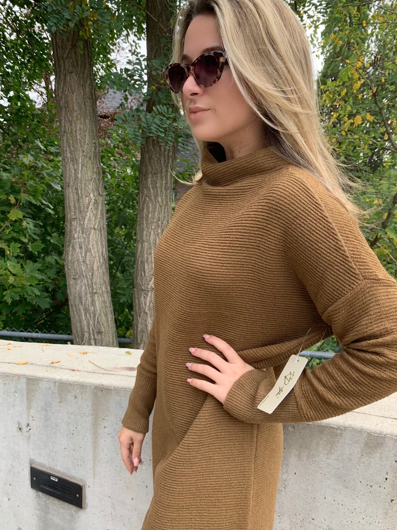 WILLOW KNIT DRESS - DARK PECAN