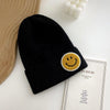 SMILEY FACE RIBBED BEANIE (VARIOUS COLOURS)