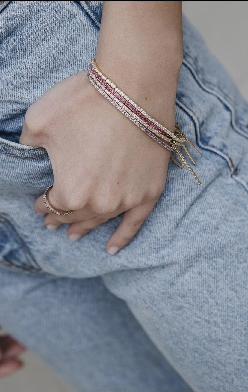 THIN TENNIS BRACELET (VARIOUS COLOURS)