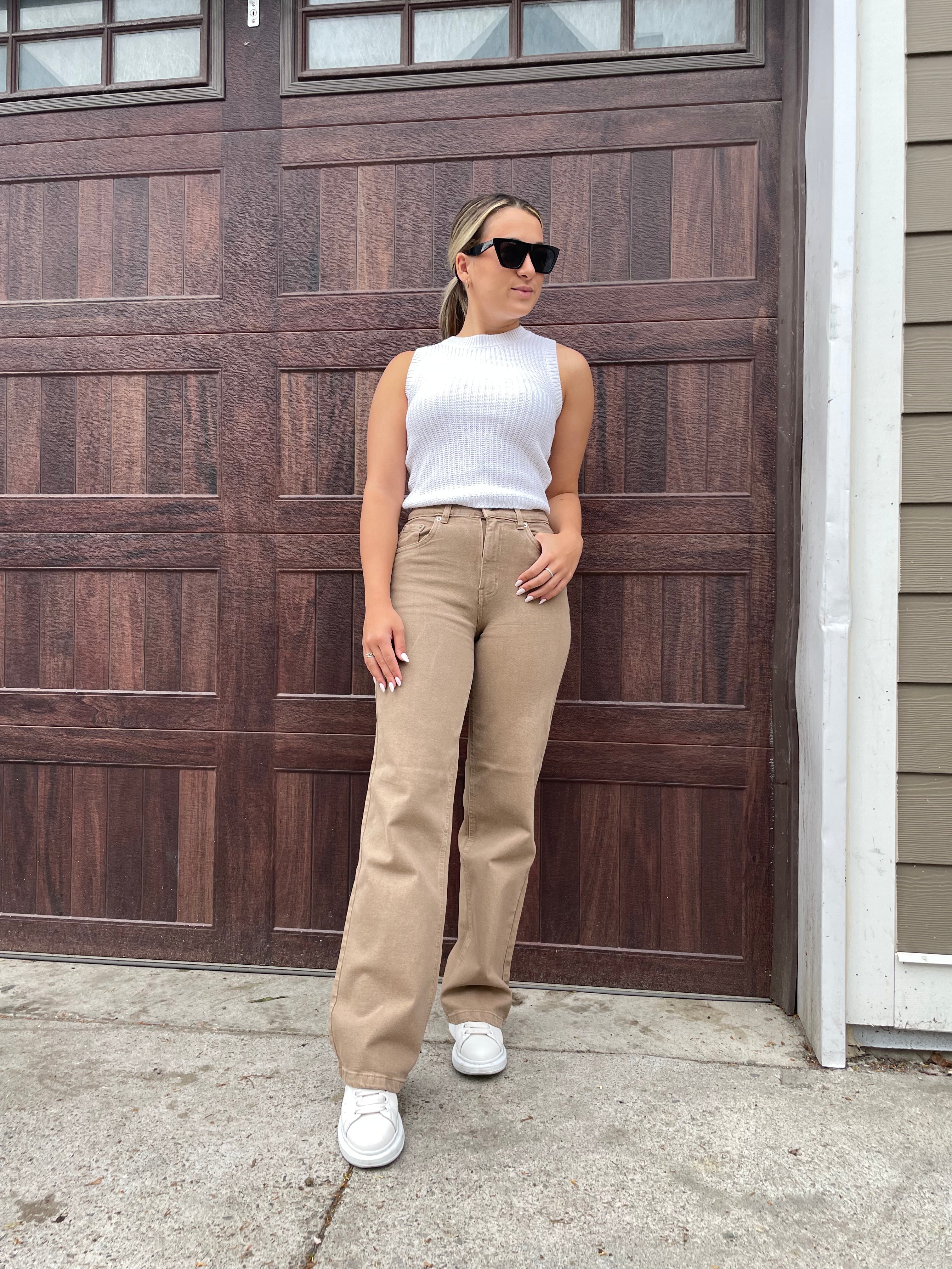 90'S WIDE LEG PANT - TAN