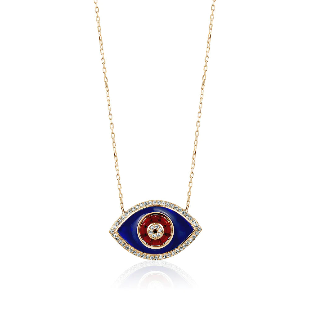 GOLD ENAMEL EVIL EYE NECKLACE (VARIOUS COLOURS)