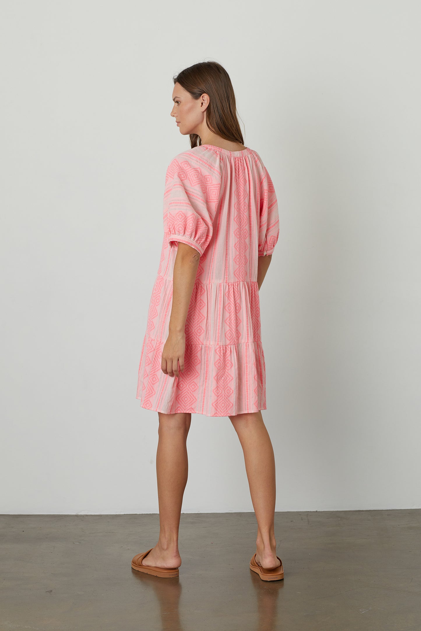 SOPHIE JACQUARD DRESS - NEON PINK