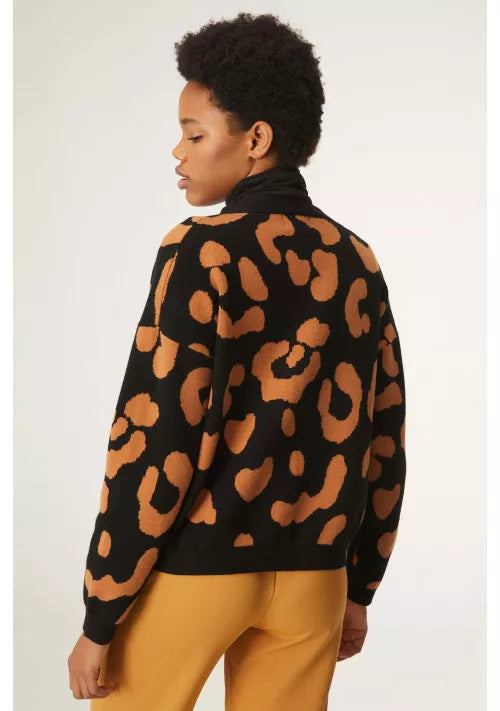 LEOPARD PRINT JACQUARD CARDIGAN