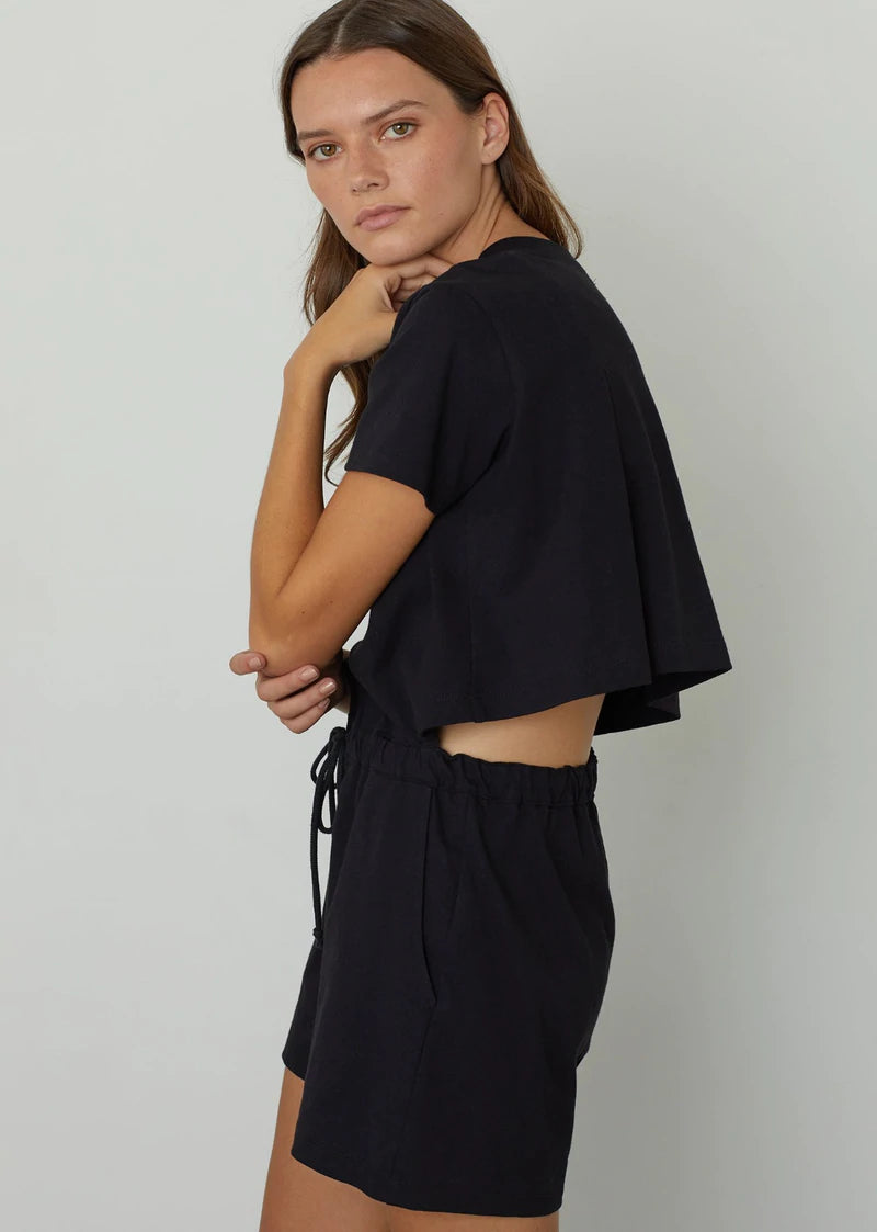 AMBER LIGHT STRUCTURED ROMPER - BLACK