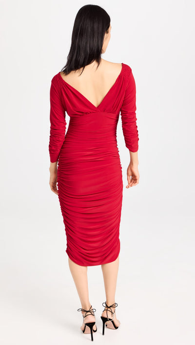 TARA LONG SLEEVE DRESS - RED