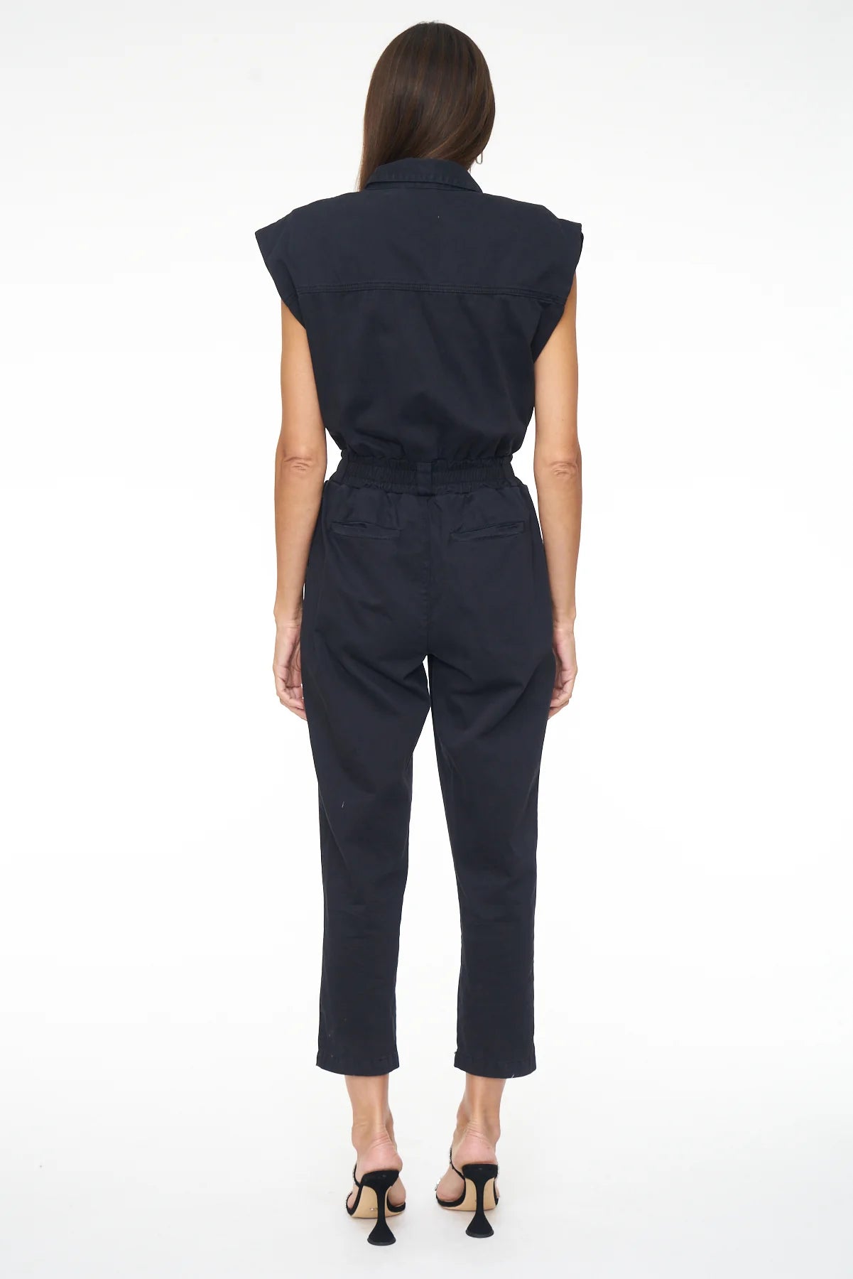 ROSIE SHOULDER PAD JUMPSUIT - FADE TO BLACK