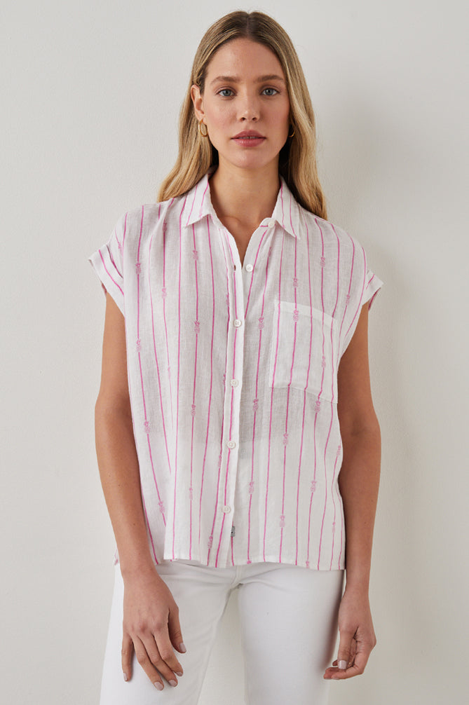 WHITNEY SHIRT - PINK PINEAPPLE STRIPE